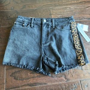 NWT Tinseltown Denim Couture Leopard Shorts